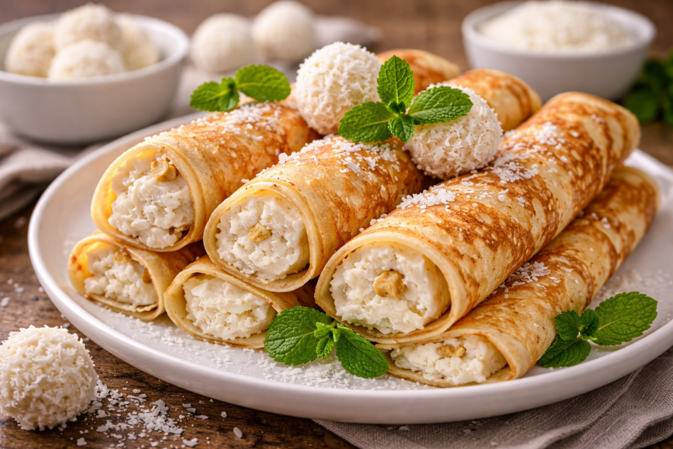 Необычный рецепт блинов с кокосовой начинкой для праздничного стола